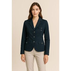 Luisa Spagnoli Signature Cotton‎ Blend Snap Blazer Black Size 44/S